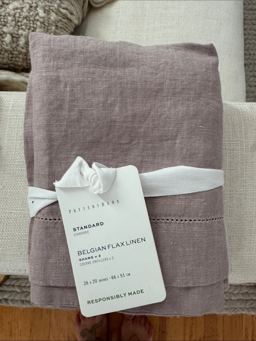 Pottery Barn Belgian Flax Linen Pillow Sham in Dusty Mauve